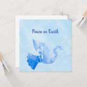 Blue Dove of Peace Kerstmis Kaart (Voorkant / Achterkant in situ)