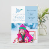 Blue Dove Religous Kerstmis Joyful Foto Feestdagenkaart (Staand voorkant)