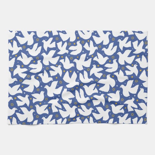 Blue Dove Star van David Chanoeka Keukenhanddoek (Horizontaal)