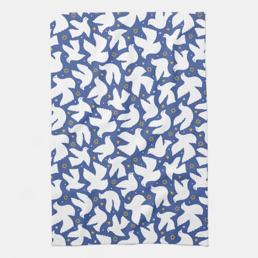 Blue Dove Star van David Chanoeka Keukenhanddoek (Verticaal)