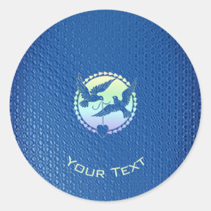 Blue Doves Decorative Classic Round Sticker