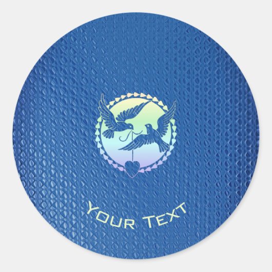 Blue Doves Decorative Classic Round Sticker (Voorkant)