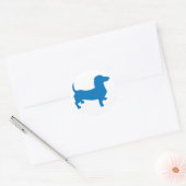 Blue Doxie, Dachshund Ronde Sticker (Envelop)