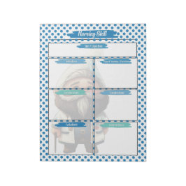 Blue Dr Gnome Verpleegkunde Student Skills Sjabloo Notitieblok