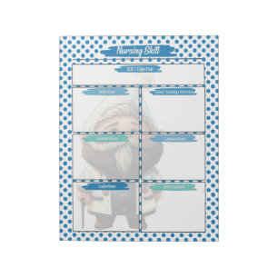 Blue Dr Gnome Verpleegkunde Student Skills Sjabloo Notitieblok