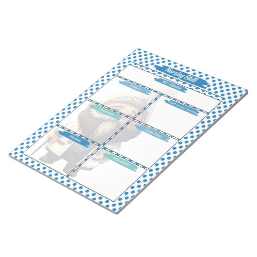 Blue Dr Gnome Verpleegkunde Student Skills Sjabloo Notitieblok (Schuin)