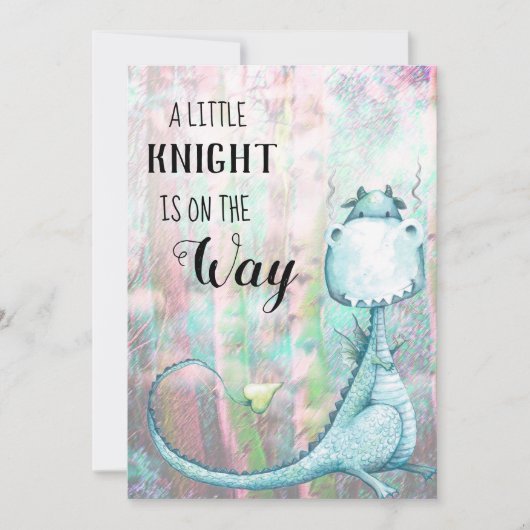 ** Blue Dragon Baby Boy Baby shower Uitnodiging (Voorkant)