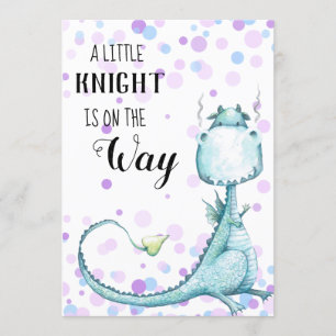 ** Blue Dragon Baby Boy Stippen Douche Uitnodiging