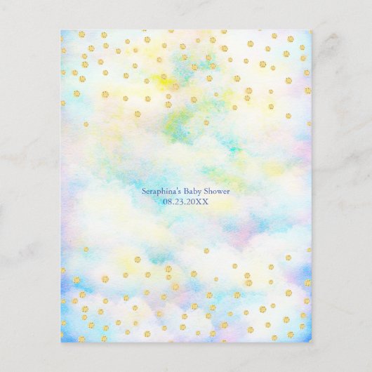 Blue Dragon Baby shower Bingo Game (Achterkant)