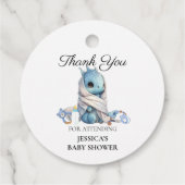 Blue Dragon Baby shower Dank u Bedankjes Labels (Achterkant)