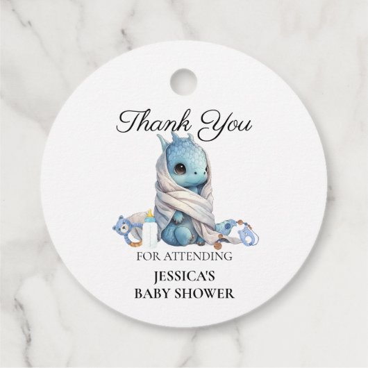 Blue Dragon Baby shower Dank u Bedankjes Labels (Achterkant)