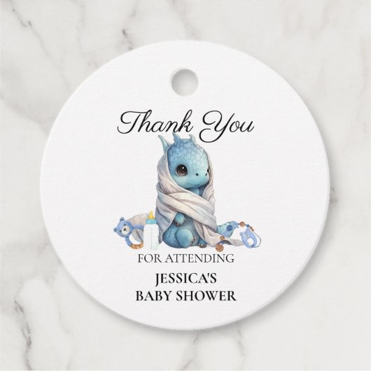 Blue Dragon Baby shower Dank u Bedankjes Labels (Voorkant)