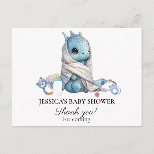 Blue Dragon Baby shower Dank u Briefkaart (Voorkant)