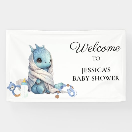 Blue Dragon Baby shower Dank u Spandoek (Horizontaal)