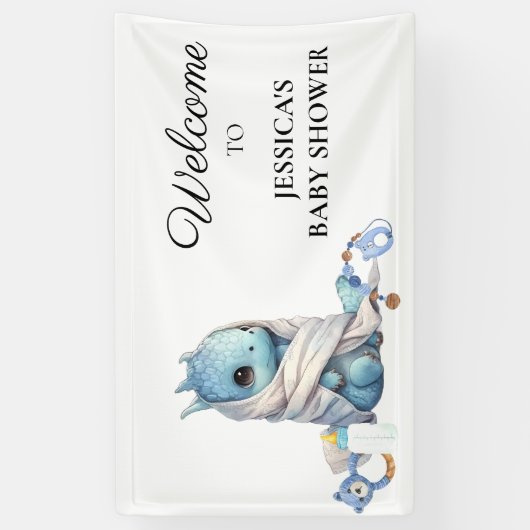 Blue Dragon Baby shower Dank u Spandoek (Verticaal)