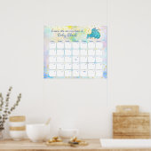 Blue Dragon Baby shower Due Date Calendar Poster (Keuken)