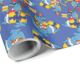 Blue Dragon Birthday Wrapping Paper Cadeaupapier