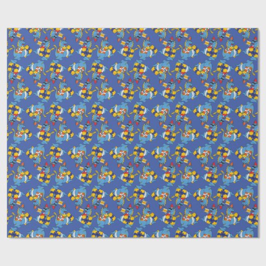 Blue Dragon Birthday Wrapping Paper Cadeaupapier (Vlak)