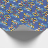 Blue Dragon Birthday Wrapping Paper Cadeaupapier (Hoek)