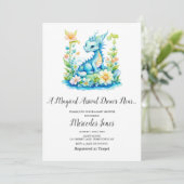 Blue Dragon Bloemen Magische Aankomst Baby shower Kaart (Staand voorkant)