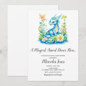 Blue Dragon Bloemen Magische Aankomst Baby shower Kaart (Voorkant / Achterkant)