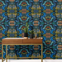  Blue Dragon Botanische Patroon Verwijderbaar