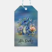 Blue Dragon Boy Baby shower Bedankt Cadeaulabel (Achterkant)