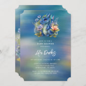 Blue Dragon Boy Baby shower Kaart (Voorkant / Achterkant)