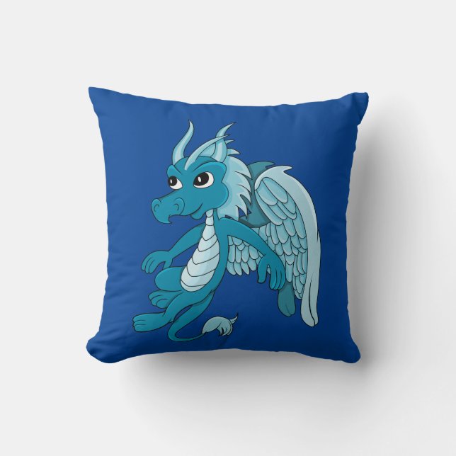 Blue Dragon Cartoon Kussen (Voorkant)