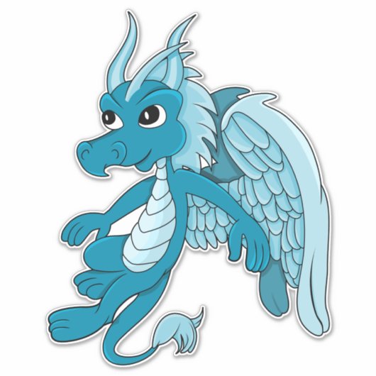 Blue Dragon Cartoon Sticker (Voorkant)