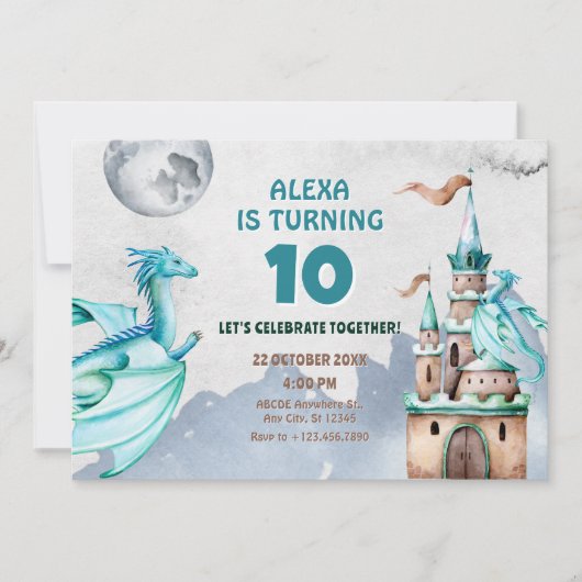 Blue Dragon Castle waterverf Kaart (Voorkant)