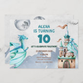 Blue Dragon Castle waterverf Kaart (Voorkant / Achterkant)