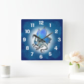 Blue Dragon Clock Vierkante Klok (Huis)