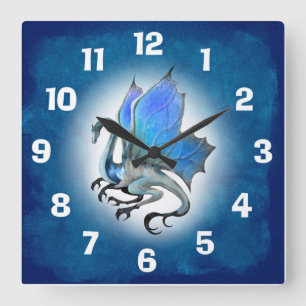 Blue Dragon Clock Vierkante Klok