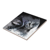 Blue Dragon en Moon Illustration Tegel Tegeltje (Zijkant)