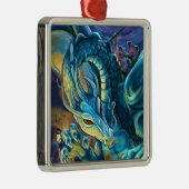 Blue Dragon en Rider Metalen Ornament (Rechts)