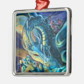 Blue Dragon en Rider Metalen Ornament (Links)