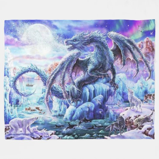 BLUE DRAGON FLEECE DEKEN (Voorkant (Horizontaal))