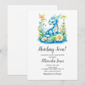 Blue Dragon Floral Hatching Soon Baby shower Kaart (Voorkant / Achterkant)