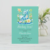 Blue Dragon Floral Hatching Soon Baby shower Kaart (Staand voorkant)