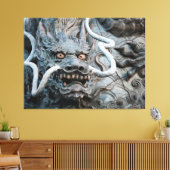 Blue Dragon Guardian van Kyoto-reisfoto's Canvas Afdruk (Insitu (Woonkamer))