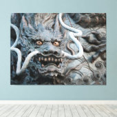 Blue Dragon Guardian van Kyoto-reisfoto's Canvas Afdruk (Insitu (Houten vloer))