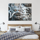 Blue Dragon Guardian van Kyoto-reisfoto's Canvas Afdruk (Insitu (Slaapkamer))