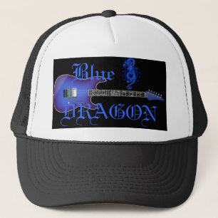 Blue Dragon Guitar Chinese Dragon Baseball Hat Trucker Pet