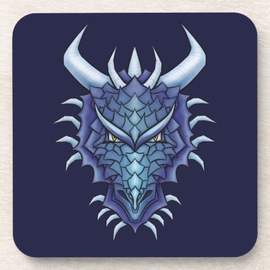 Blue Dragon Head Fantasy Bier Onderzetter (Voorkant)