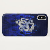 Blue Dragon in Chrome Carbon-achtige vlammen Case-Mate iPhone Case (Achterkant (horizontaal))