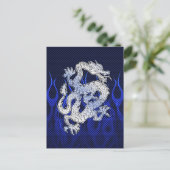 Blue Dragon in Chrome Carbon racing vlammen Briefkaart (Staand voorkant)