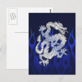 Blue Dragon in Chrome Carbon racing vlammen Briefkaart (Voorkant / Achterkant)