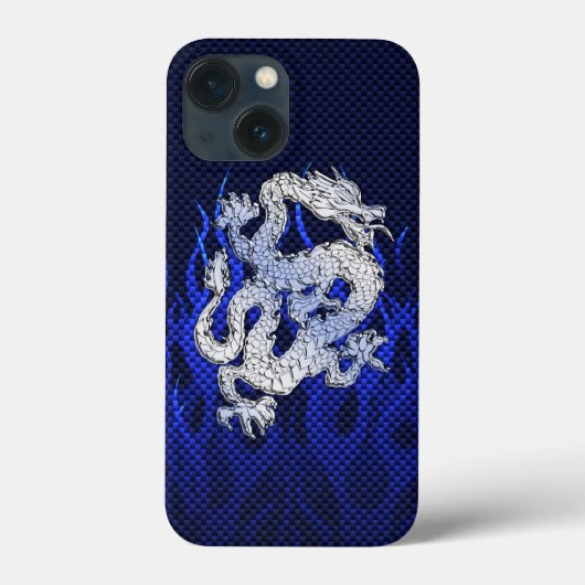 Blue Dragon in Chrome Carbon racing vlammen Case-Mate iPhone Case (Achterkant)