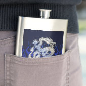 Blue Dragon in Chrome Carbon racing vlammen Heupfles (Voorbeeld)